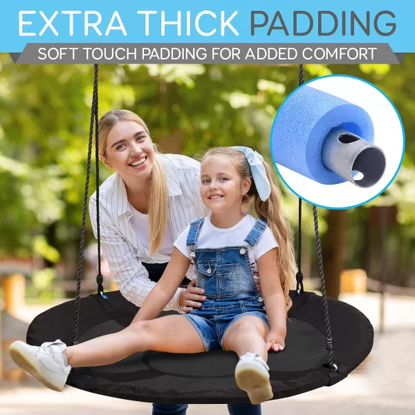 SereneLife Saucer Swing with Hang Kit, Outdoor Tree Swing with Swivel Spinner for Kids 