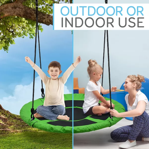 SereneLife Saucer Swing with Hang Kit, Outdoor Tree Swing with Swivel Spinner for Kids 