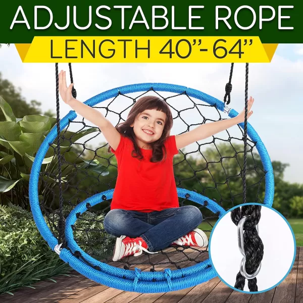 SereneLife Saucer Swing with Hang Kit, Outdoor Tree Swing with Swivel Spinner for Kids 