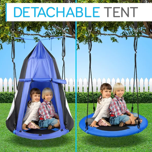 SereneLife Saucer Swing with Hang Kit, Outdoor Tree Swing with Swivel Spinner for Kids 