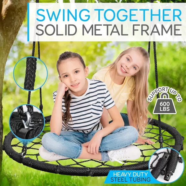 SereneLife Saucer Swing with Hang Kit, Outdoor Tree Swing with Swivel Spinner for Kids 