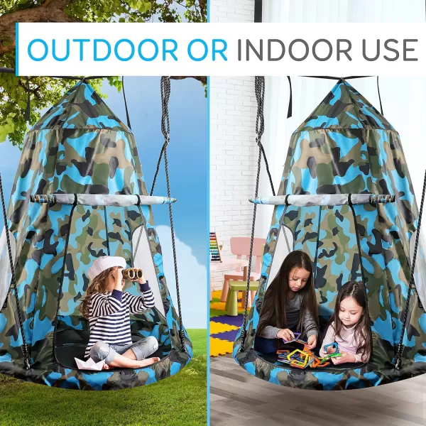 SereneLife Saucer Swing with Hang Kit, Outdoor Tree Swing with Swivel Spinner for Kids 