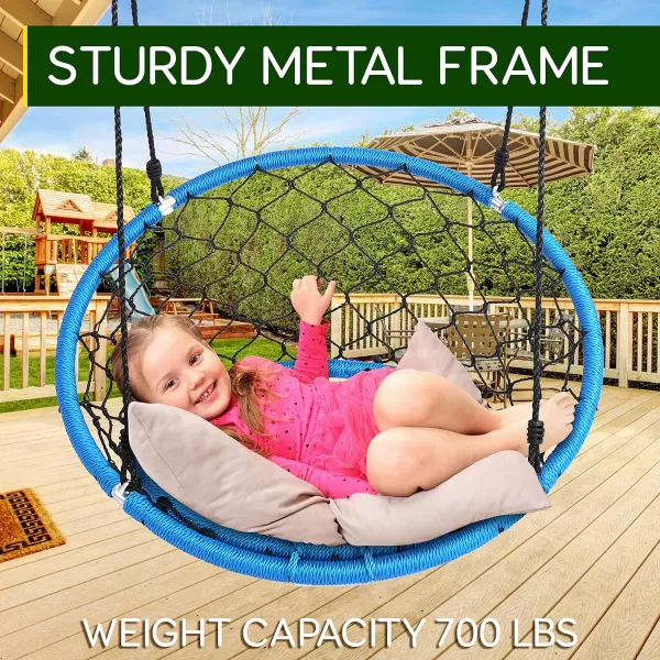 SereneLife Saucer Swing with Hang Kit, Outdoor Tree Swing with Swivel Spinner for Kids 