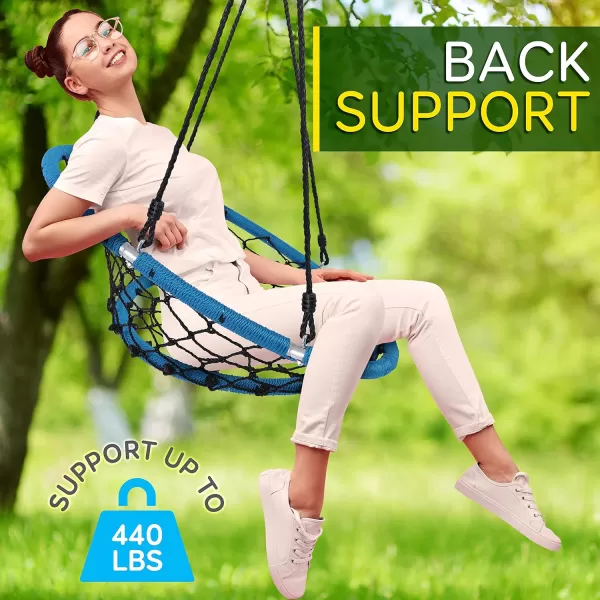 SereneLife Saucer Swing with Hang Kit, Outdoor Tree Swing with Swivel Spinner for Kids 