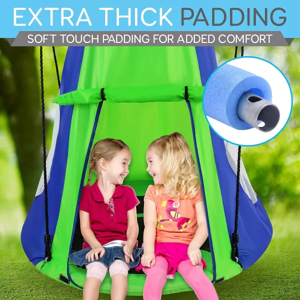 SereneLife Saucer Swing with Hang Kit, Outdoor Tree Swing with Swivel Spinner for Kids 