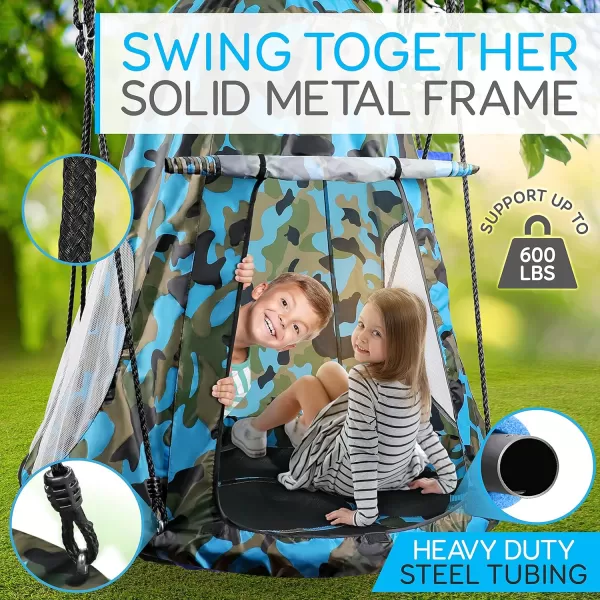 SereneLife Saucer Swing with Hang Kit, Outdoor Tree Swing with Swivel Spinner for Kids 