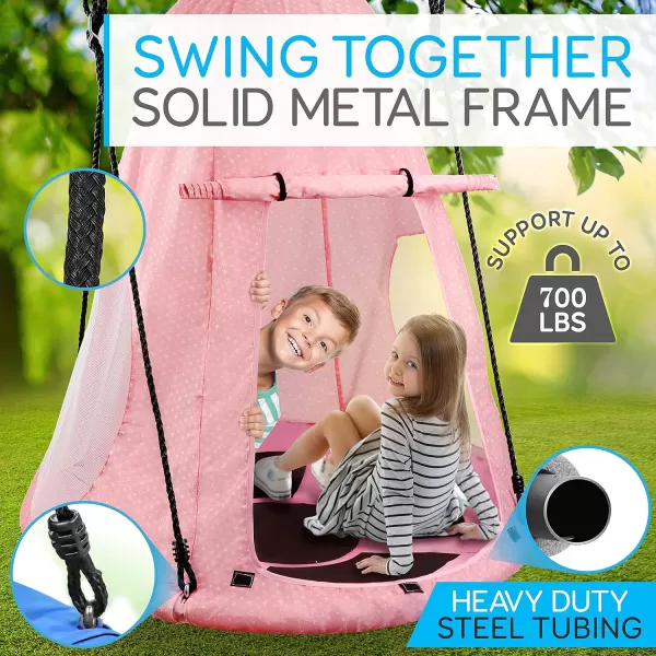 SereneLife Saucer Swing with Hang Kit, Outdoor Tree Swing with Swivel Spinner for Kids 