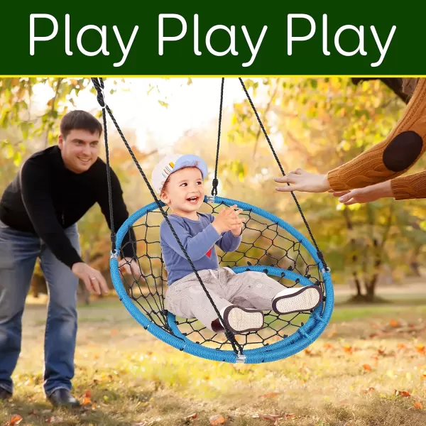 SereneLife Saucer Swing with Hang Kit, Outdoor Tree Swing with Swivel Spinner for Kids 