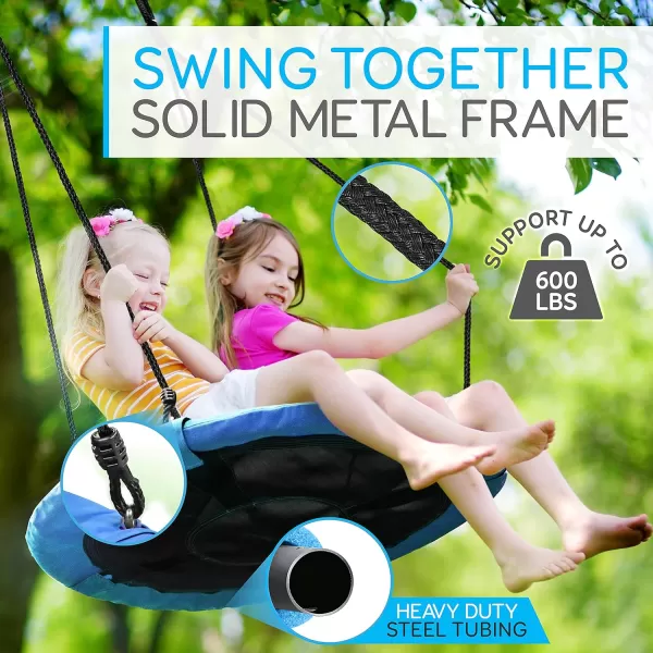 SereneLife Saucer Swing with Hang Kit, Outdoor Tree Swing with Swivel Spinner for Kids 