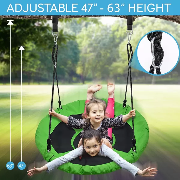 SereneLife Saucer Swing with Hang Kit, Outdoor Tree Swing with Swivel Spinner for Kids 