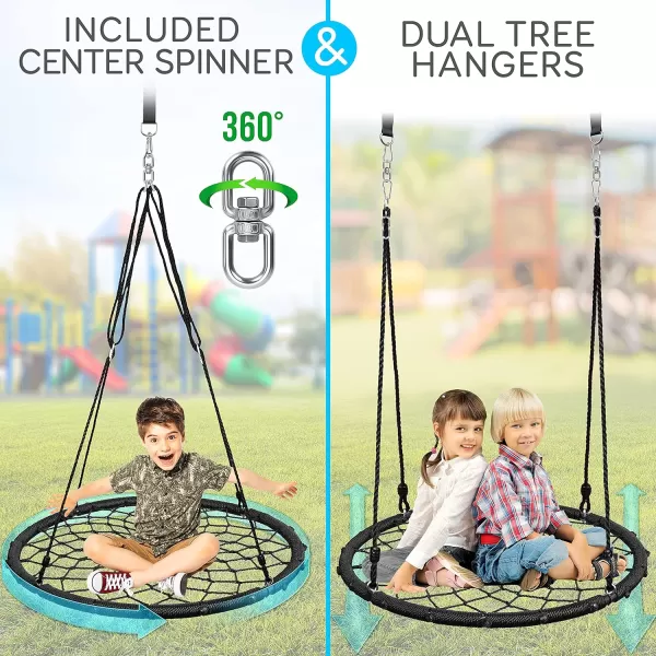 SereneLife Saucer Swing with Hang Kit, Outdoor Tree Swing with Swivel Spinner for Kids 