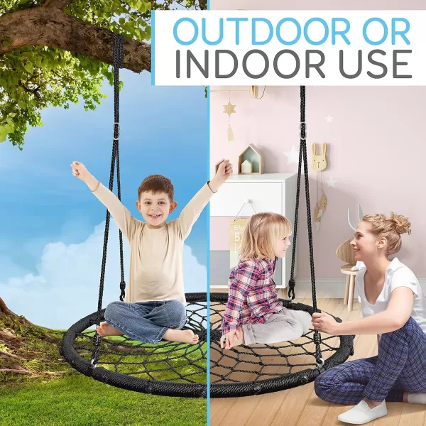 SereneLife Saucer Swing with Hang Kit, Outdoor Tree Swing with Swivel Spinner for Kids 