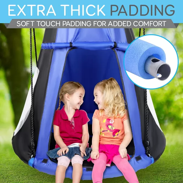 SereneLife Saucer Swing with Hang Kit, Outdoor Tree Swing with Swivel Spinner for Kids 