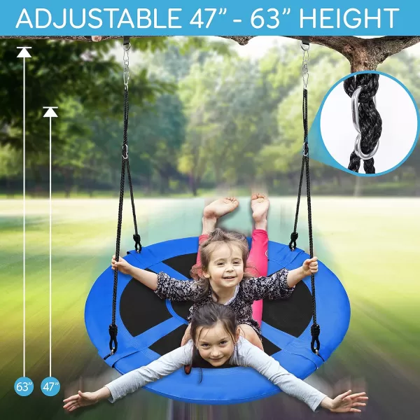 SereneLife Saucer Swing with Hang Kit, Outdoor Tree Swing with Swivel Spinner for Kids 