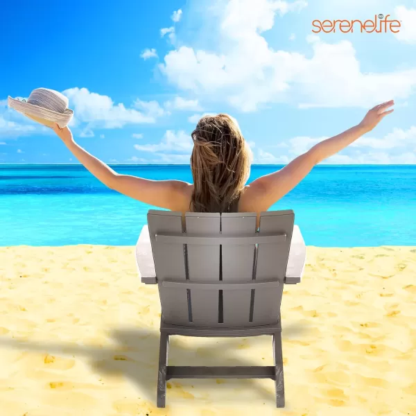 SereneLifeHome SereneLife Home Wooden Adirondack, Outdoor Patio Lounge Chairs for Fire Pit, Yard, Garden, Beach, and Backyard-Weather Resistant 300 Lb. Weight Capacity, Large, Grey