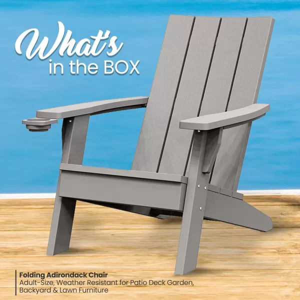 SereneLifeHome SereneLife Home Wooden Adirondack, Outdoor Patio Lounge Chairs for Fire Pit, Yard, Garden, Beach, and Backyard-Weather Resistant 300 Lb. Weight Capacity, Large, Grey