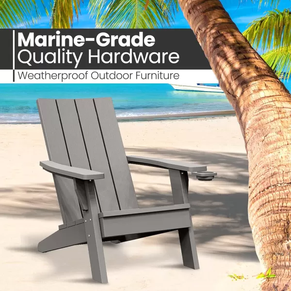 SereneLifeHome SereneLife Home Wooden Adirondack, Outdoor Patio Lounge Chairs for Fire Pit, Yard, Garden, Beach, and Backyard-Weather Resistant 300 Lb. Weight Capacity, Large, Grey