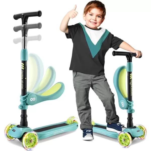 3 Wheeled Scooter for Kids - 2-in-1 Sit/Stand Child Toddlers Toy Kick Scooters w/Flip-Out Seat, Adjustable Height, Wide Deck, Flashing Wheel Lights, Great for Outdoor Fun