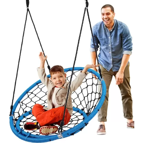 SereneLife Saucer Swing with Hang Kit, Outdoor Tree Swing with Swivel Spinner for Kids 