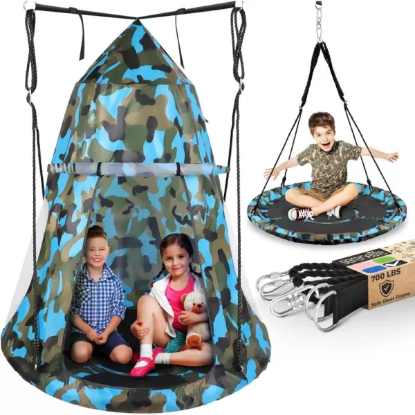 SereneLife Saucer Swing with Hang Kit, Outdoor Tree Swing with Swivel Spinner for Kids 