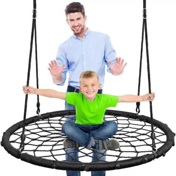 SereneLife Saucer Swing with Hang Kit, Outdoor Tree Swing with Swivel Spinner for Kids 