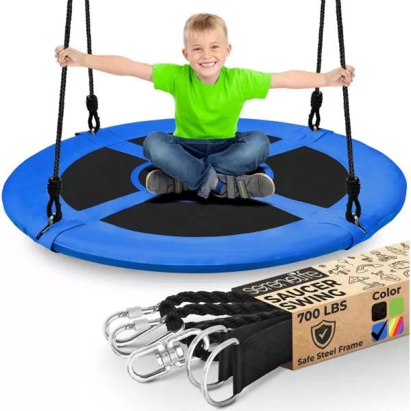 SereneLife Saucer Swing with Hang Kit, Outdoor Tree Swing with Swivel Spinner for Kids 