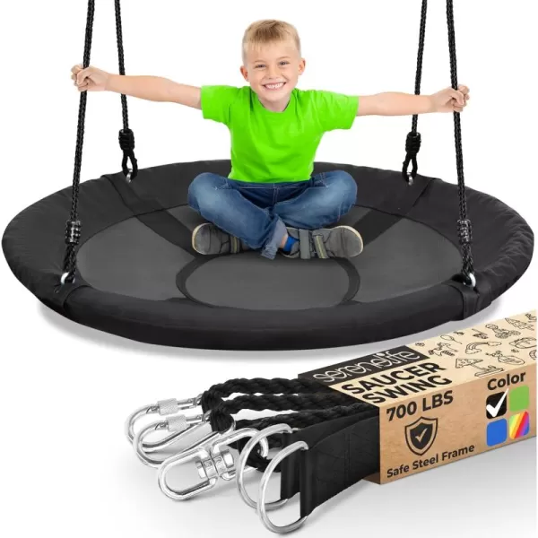 SereneLife Saucer Swing with Hang Kit, Outdoor Tree Swing with Swivel Spinner for Kids 