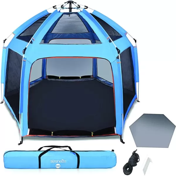 Serenelife ON-The GO Baby and Toddler Pack and Play - Playpen - Play Yard Compact, Portable, Lightweight, Foldable- Indoor and Outdoor, w/Canopy, 5 Panel Mattress