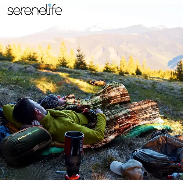 Backpacking Sleeping Bag Camping Gear - Double Sleeping Bag for Adults/Teens w/ 2 Pillows, Bag - Outdoor Lightweight Weather Proof Sleeping Bags - Camping, Hiking - SereneLife