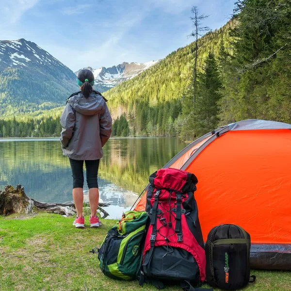 Backpacking Sleeping Bag Camping Gear - Double Sleeping Bag for Adults/Teens w/ 2 Pillows, Bag - Outdoor Lightweight Weather Proof Sleeping Bags - Camping, Hiking - SereneLife