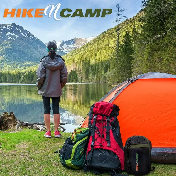Backpacking Sleeping Bag Camping Gear - Double Sleeping Bag for Adults/Teens w/ 2 Pillows, Bag - Outdoor Lightweight Weather Proof Sleeping Bags - Camping, Hiking - SereneLife