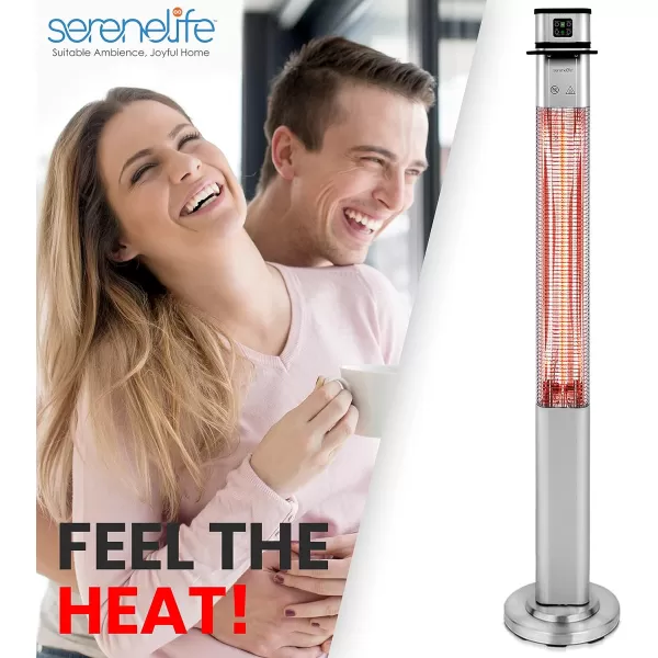 SereneLife Infrared Patio Heater, Electric Patio Heater for Indoor/Outdoor Use, Portable Table Heater with Remote Control, 1500 W, for Restaurant, Patio, Backyard, Garage, Decks 