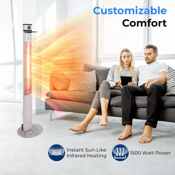 SereneLife Infrared Patio Heater, Electric Patio Heater for Indoor/Outdoor Use, Portable Table Heater with Remote Control, 1500 W, for Restaurant, Patio, Backyard, Garage, Decks 