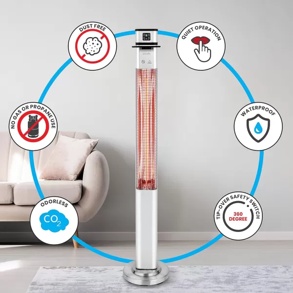 SereneLife Infrared Patio Heater, Electric Patio Heater for Indoor/Outdoor Use, Portable Table Heater with Remote Control, 1500 W, for Restaurant, Patio, Backyard, Garage, Decks 