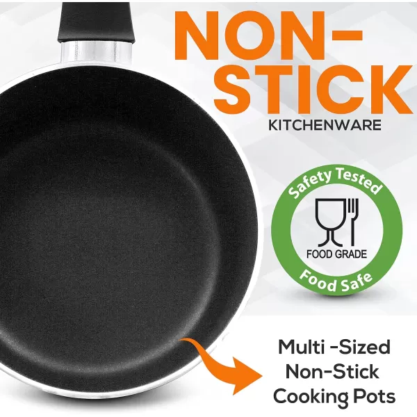 SereneLife Kitchenware Pots &amp; Pans Basic Kitchen Cookware, Black Non-Stick Coating Inside, Heat Resistant Lacquer , One Size, Gray