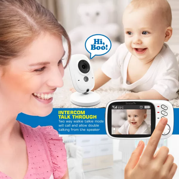 indoor Video Baby Monitor Long Range Upgraded 850’ Wireless Range, Night Vision, Temperature Monitoring and Portable 2” Color Screen Serenelife USA SLBCAM20 1080p