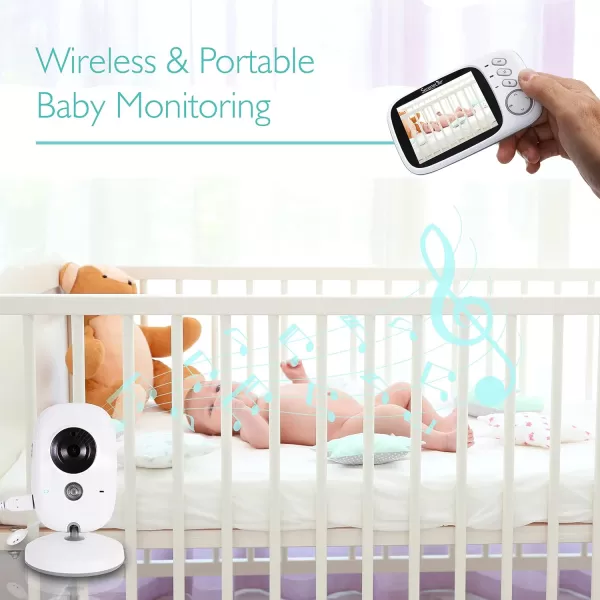 indoor Video Baby Monitor Long Range Upgraded 850’ Wireless Range, Night Vision, Temperature Monitoring and Portable 2” Color Screen Serenelife USA SLBCAM20 1080p
