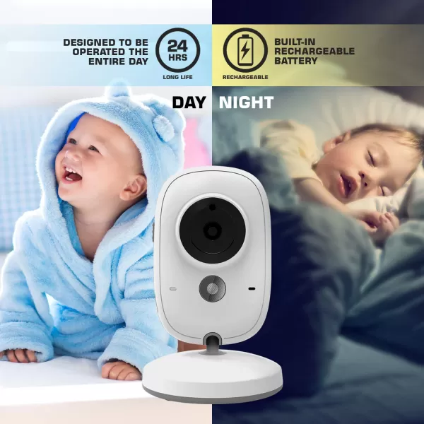indoor Video Baby Monitor Long Range Upgraded 850’ Wireless Range, Night Vision, Temperature Monitoring and Portable 2” Color Screen Serenelife USA SLBCAM20 1080p