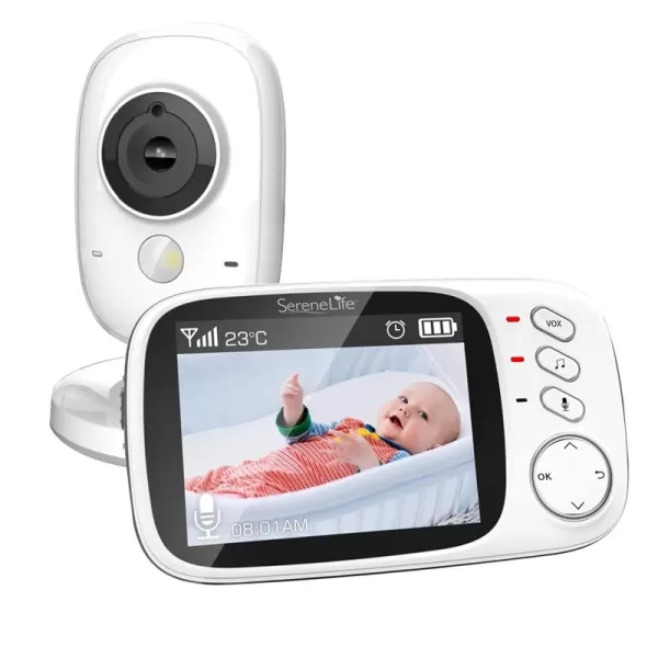 indoor Video Baby Monitor Long Range Upgraded 850’ Wireless Range, Night Vision, Temperature Monitoring and Portable 2” Color Screen Serenelife USA SLBCAM20 1080p
