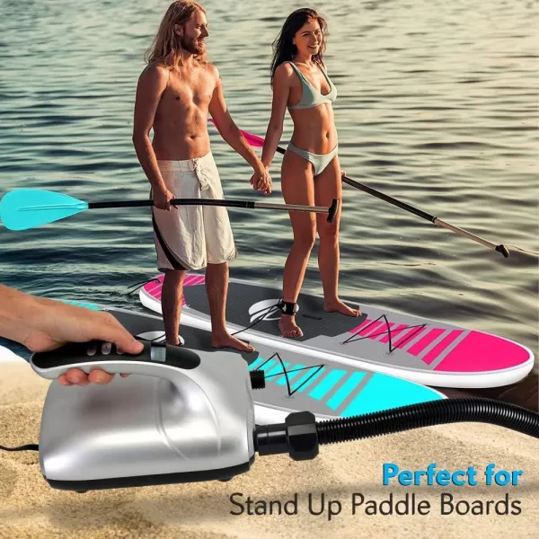 20PSI High Pressure SUP Electric Air Pump,Dual Stage Inflation Paddle Board Pump for Inflatable Stand Up Paddle Boards, Boats,Kayak,12V DC Car Connector by SereneLife