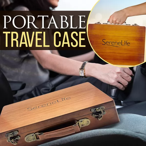 Massage Stone Heater Box Set-Electric Spa Portable Heated Rocks Massage Stones and Warmer Set - Heat Rock Massaging Kit 12 Large/Small Black Stone Set w/Bamboo Heating Case-SereneLife PSLMSGST65.5