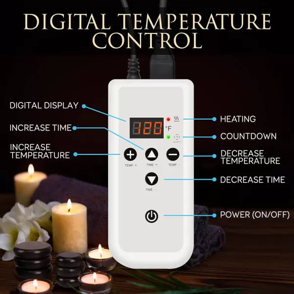 Massage Stone Heater Box Set-Electric Spa Portable Heated Rocks Massage Stones and Warmer Set - Heat Rock Massaging Kit 12 Large/Small Black Stone Set w/Bamboo Heating Case-SereneLife PSLMSGST65.5