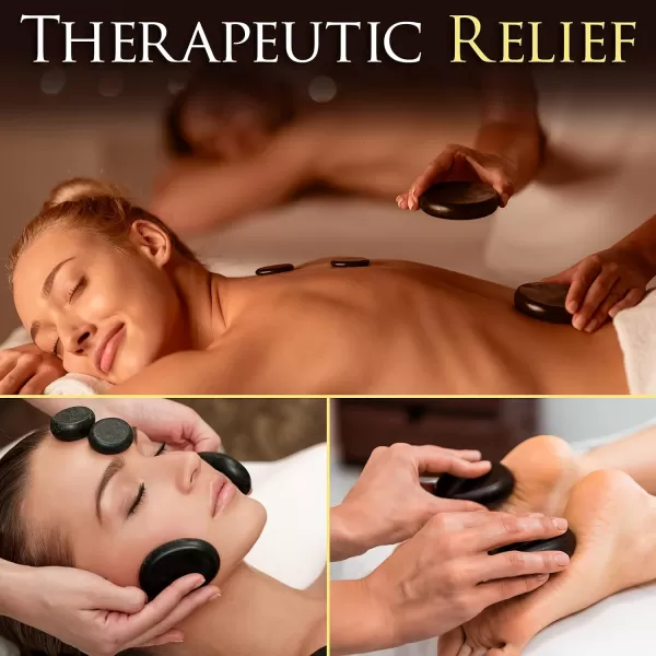 Massage Stone Heater Box Set-Electric Spa Portable Heated Rocks Massage Stones and Warmer Set - Heat Rock Massaging Kit 12 Large/Small Black Stone Set w/Bamboo Heating Case-SereneLife PSLMSGST65.5