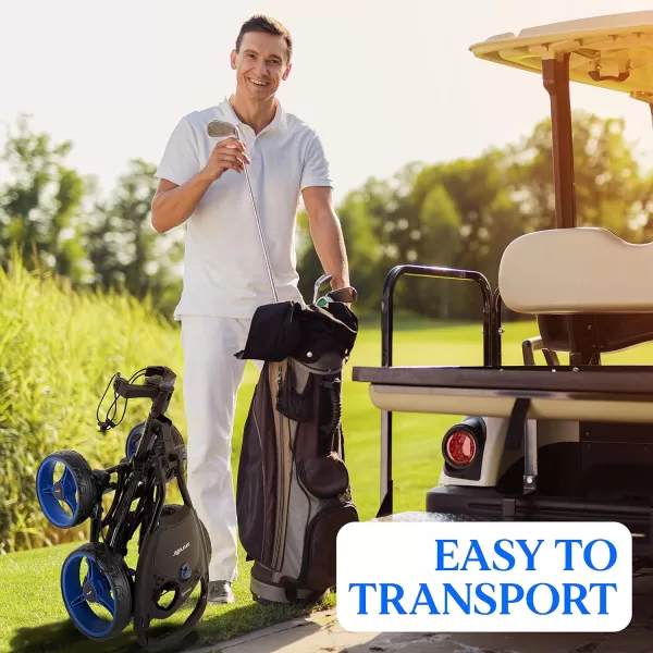 SereneLife 3 Wheel Golf Push Cart - Lightweight Folding Golf Walking Push Cart Roller Golf Bag Holder w/ Upper/Lower Bracket w/ Elastic Strap, Scorecard Storage Compartment