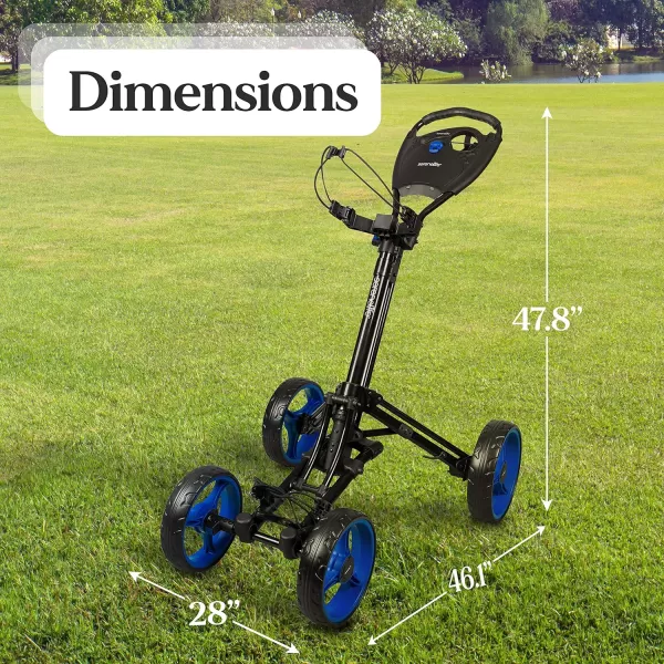 SereneLife 3 Wheel Golf Push Cart - Lightweight Folding Golf Walking Push Cart Roller Golf Bag Holder w/ Upper/Lower Bracket w/ Elastic Strap, Scorecard Storage Compartment