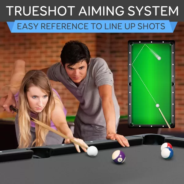 SereneLife 6-Ft Folding Pool Table - Best in Stability - Steel Frame, Fully Supported Slate, Welded Leg Supports with Safety Anti Collapse Locks, 128LB Heavy Duty Billiard Game and Accessory Set
