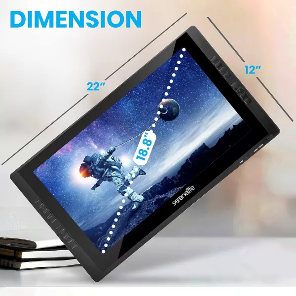 SereneLife Dual Mode Graphic Tablet - 21.5" Full-Laminated Technology Art Monitor w/Capacitive Touch Screen &amp; 8192 Pressure Levels Wireless Passive Stylus - Digital Drawing, Design - MAC, Windows OS