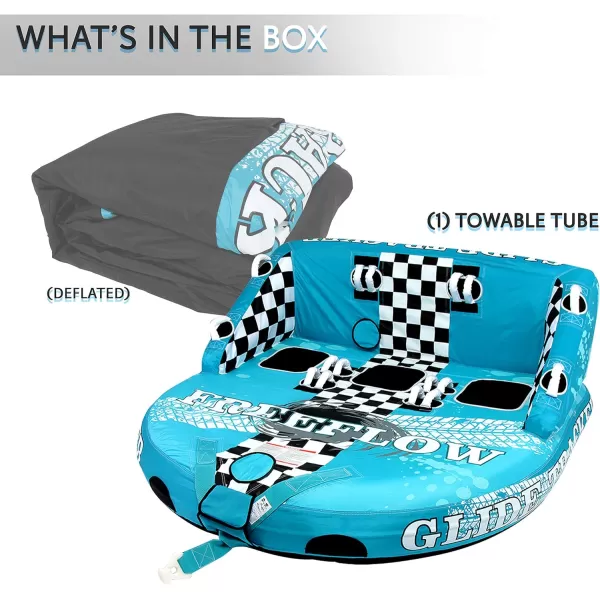 SereneLife Heavy-Duty Inflatable Towable Booster Tube - Water Tube Boating Float Tow Raft, Watersports Inflatable Pull Boats/Tubes/Towables w/Foam Seats, PVC Bladder, Handles