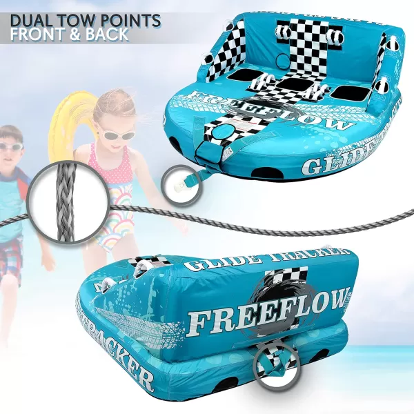 SereneLife Heavy-Duty Inflatable Towable Booster Tube - Water Tube Boating Float Tow Raft, Watersports Inflatable Pull Boats/Tubes/Towables w/Foam Seats, PVC Bladder, Handles