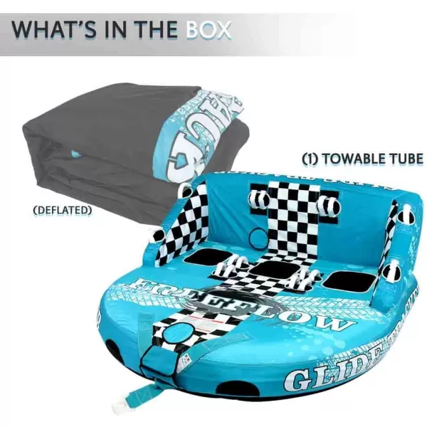 SereneLife Heavy-Duty Inflatable Towable Booster Tube - Water Tube Boating Float Tow Raft, Watersports Inflatable Pull Boats/Tubes/Towables w/Foam Seats, PVC Bladder, Handles
